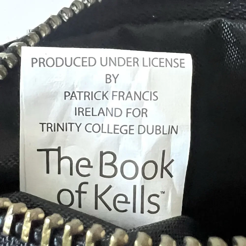 Book of Kells Celtic Alphabet Zip Pouch Trinity College Dublin Black NWT